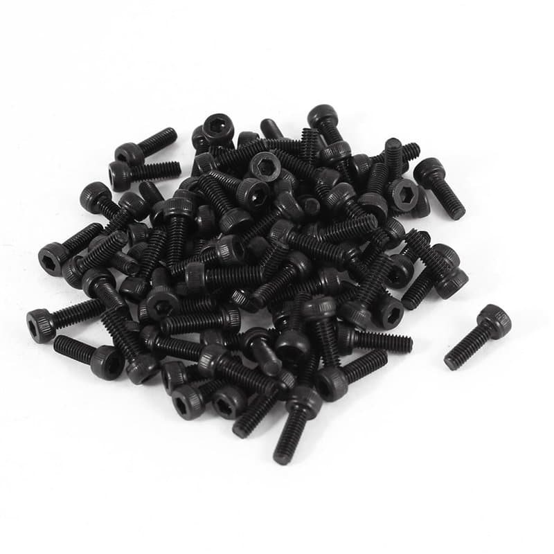 sourcing map 100pcs M2,5 x 8 mm Vis six pans creux tête hexagonale cylindrique moletée Boulon en acier noir