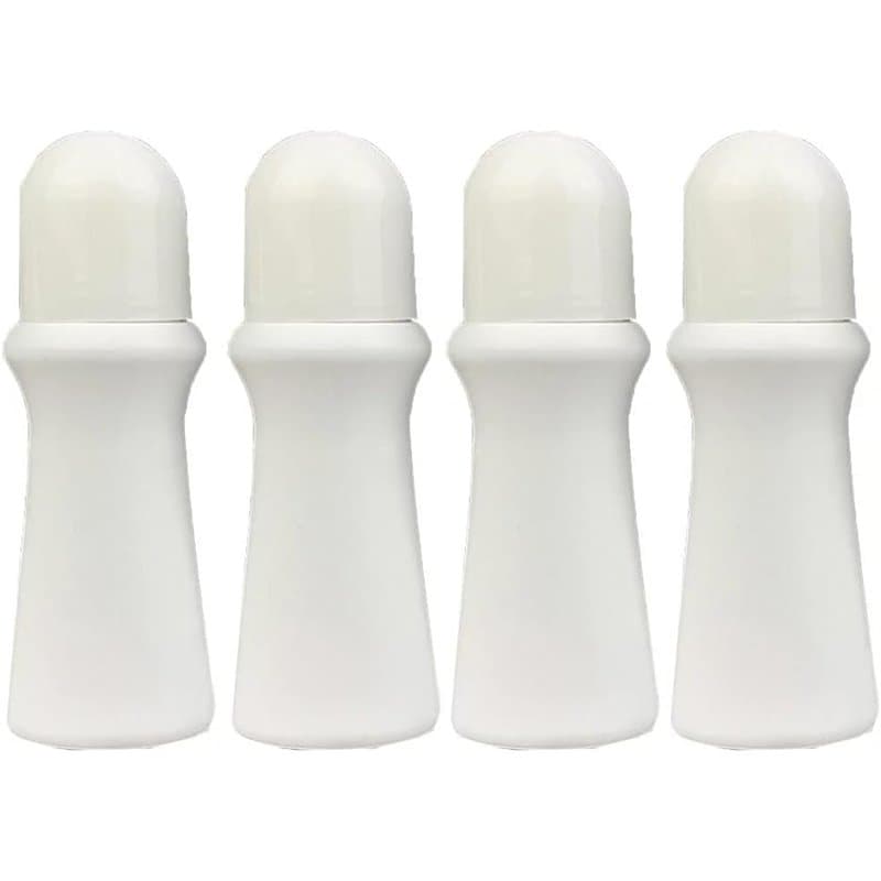Hehglng Lot de 4 flacons à bille vides rechargeables en plastique avec bille roulante - Blanc - 75 ml