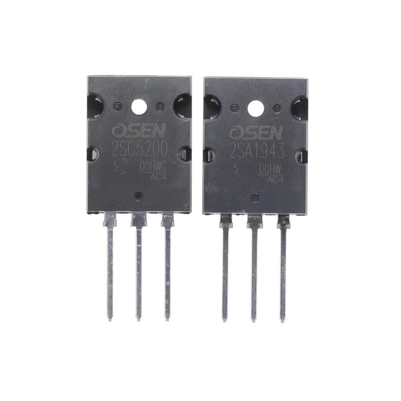 1 paire 2SA1943 (A1943 KSA1943) + 2SC5200 (SC5200 KSC5200) NPN PNP Transistor de puissance au silicium TO-3PL 230V 15A 150W hFE: