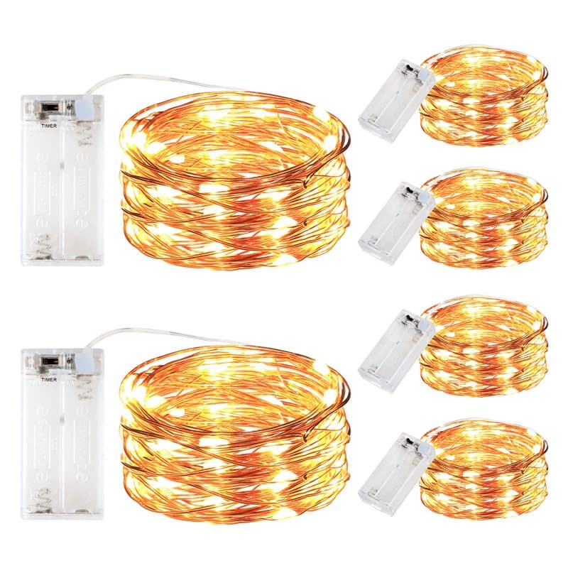 Innotree Lot de 6 guirlandes lumineuses améliorées avec minuteur, piles en cuivre, 3 m, 30 LED, pour Noël, étanche, décoration d