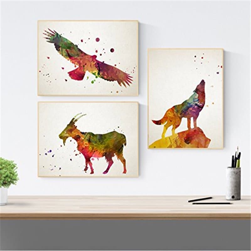 Nacnic Pack de 3 photos pour encadrer les animaux. Décoration de la maison avec des images d'animaux. Papier 250 grammes Images