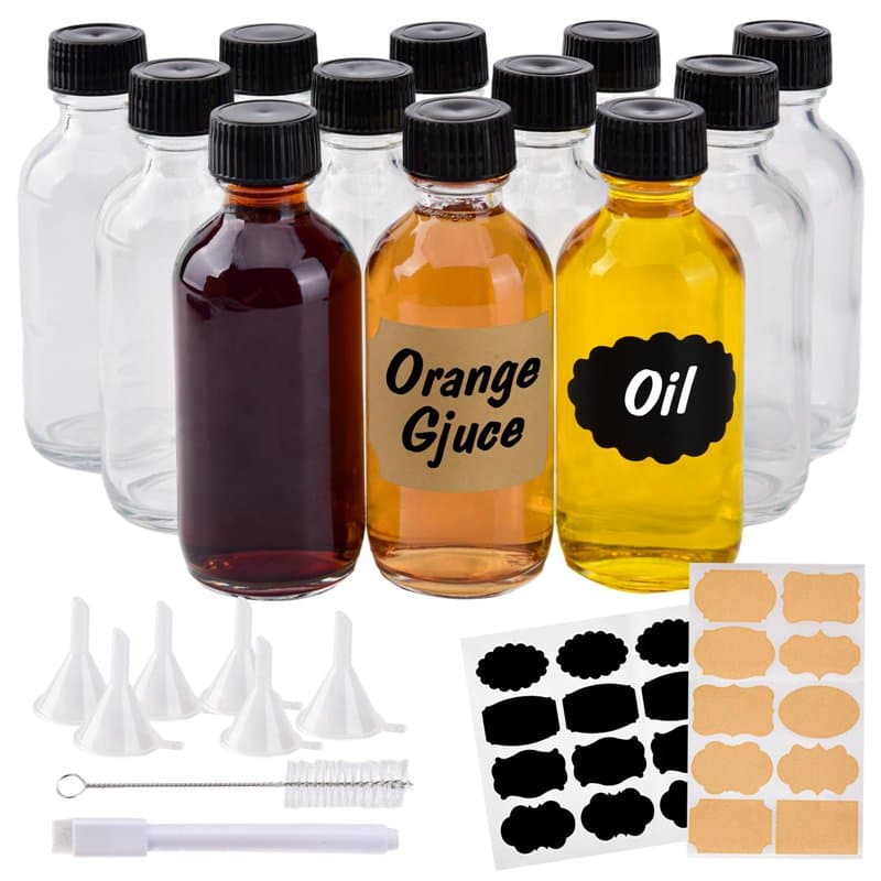 Lot de 12 60ml Mini Bouteille Verre, Verre Shooter, Petite Bouteille en Verre, Mini Bouteille Shooter Verres à Liqueur pour Jus,