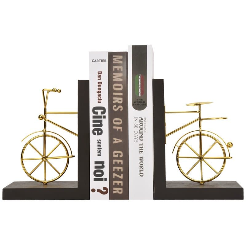 Spiretro Supports de Serre-Livres pour vélo, butées de Livre décoratives avec Fond antidérapant, Support de Livre en Bois et mét