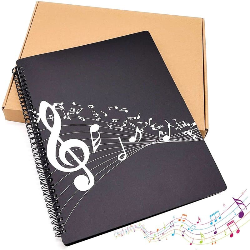 Dossier de Musique Chemise de Partitions Dossier de rangement pour partitions de musique Format A4 40 pochettes G Clef Sac de ra