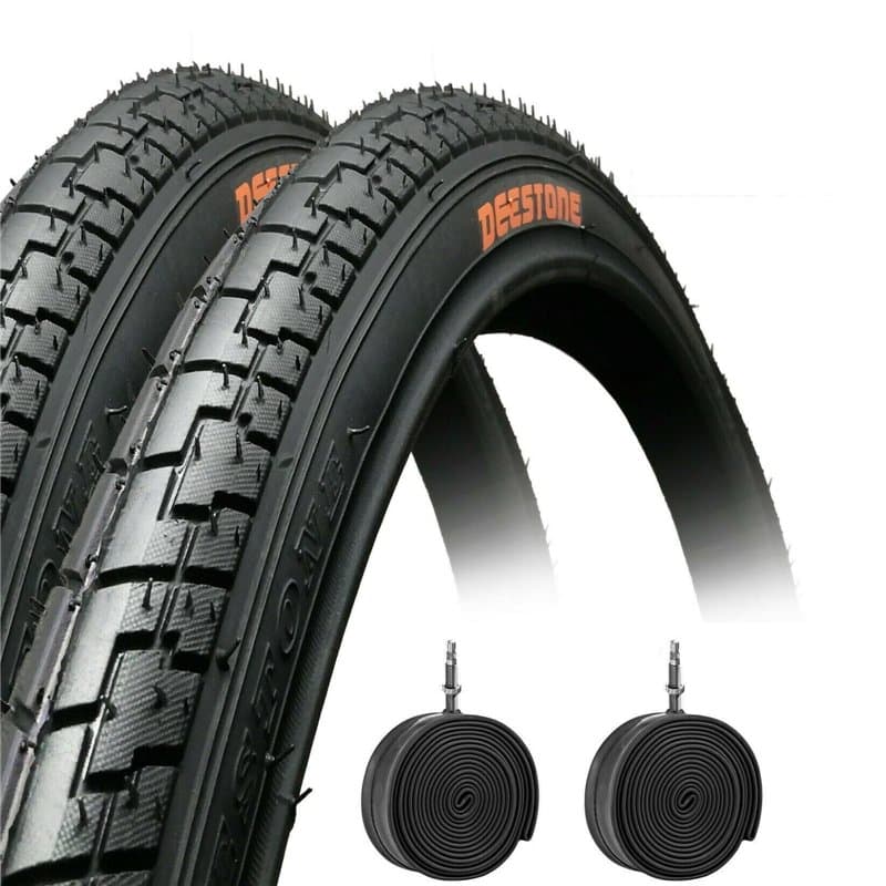 2 pneus noirs 26 x 1,75 (44 – 559) + chambres à air pneus routiers pour VTT moto SLICK