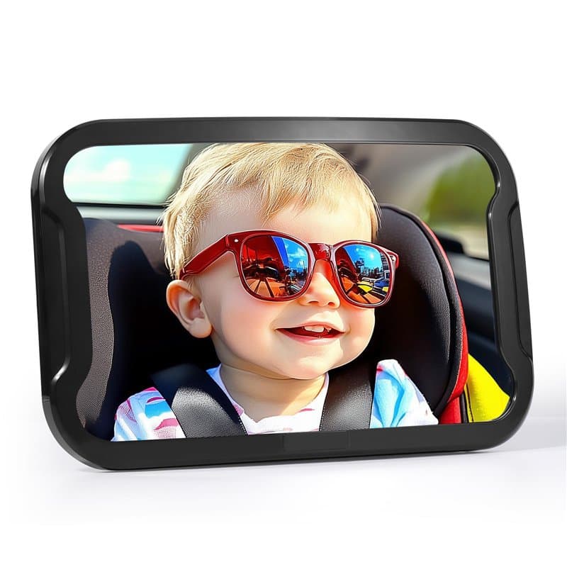 Oderra Miroir Voiture Bébé, Incassable Voiture Bébé Retroviseur, Miroir Bébé Qui Ne Tombe Pas, Miroir Bébé 360° Rotation Réglabl