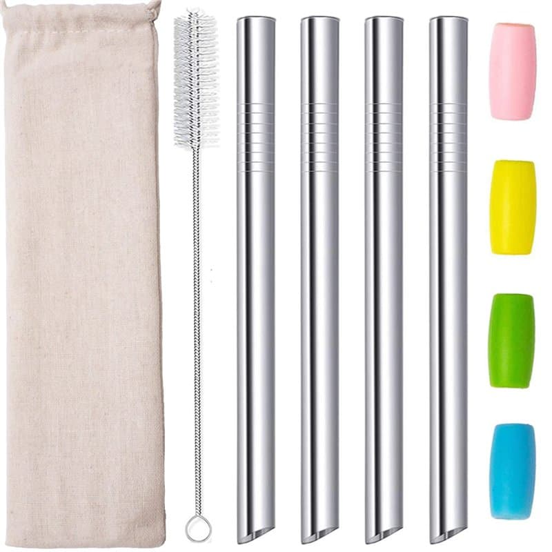 morneve Pailles de Boba en Inox réutilisables fer métalliques Embouts coudés Smoothies perle de tapioca Thé au lait Milkshake Pa