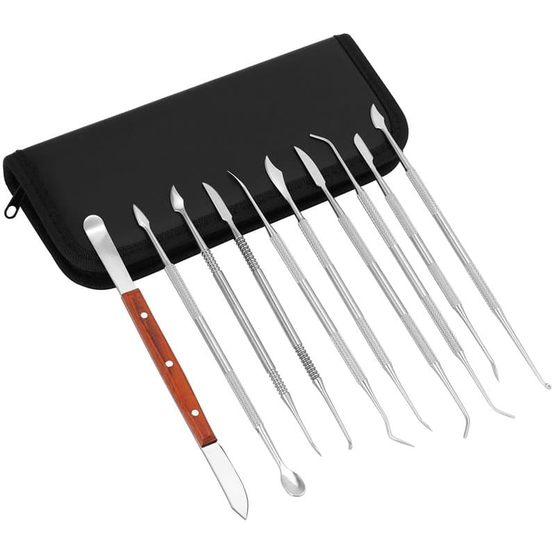 QWORK® 10 pièces Outils de Sculpture à la Cire, Outils Sculpture Argile, Double extrémité, en Acier Inoxydable, pour Sculpter la