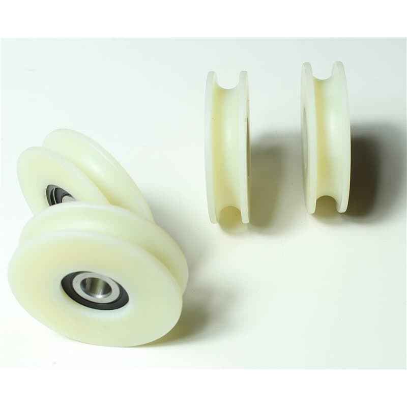 Lot de 4 poulies en nylon avec rainure ronde de 10 mm, diamètre de 60 mm, roulement de 10 mm, capacité de 50 kg, usinées avec pr