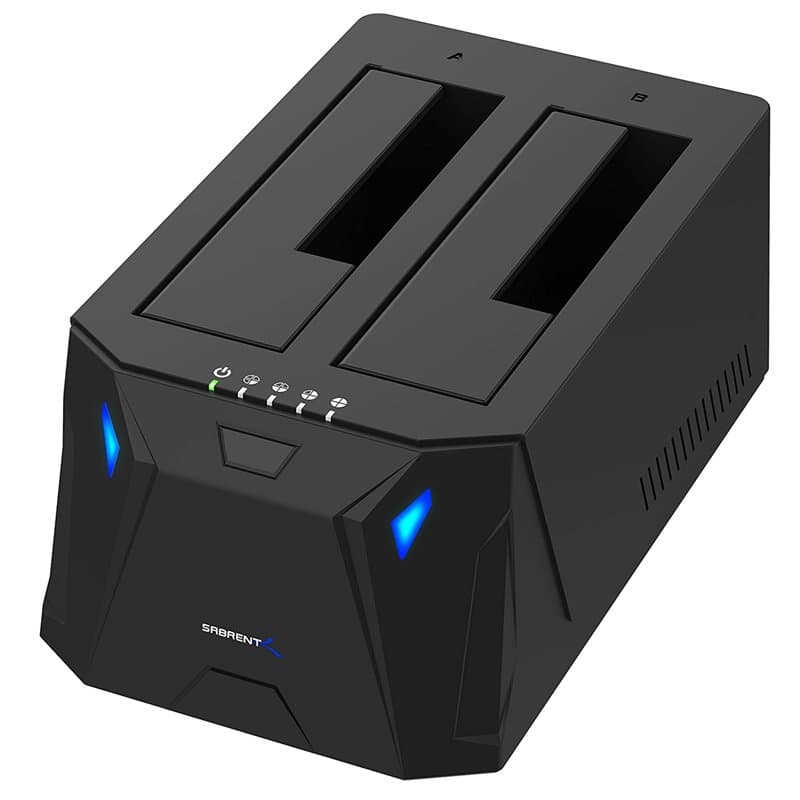SABRENT Boitier Disque Dur 3.5 Adaptateur SATA to USB 2,5"/3,5", 2 Baies SSD/HDD vers USB 3.2, Boitier Disque Dur 3.5, Clonage H
