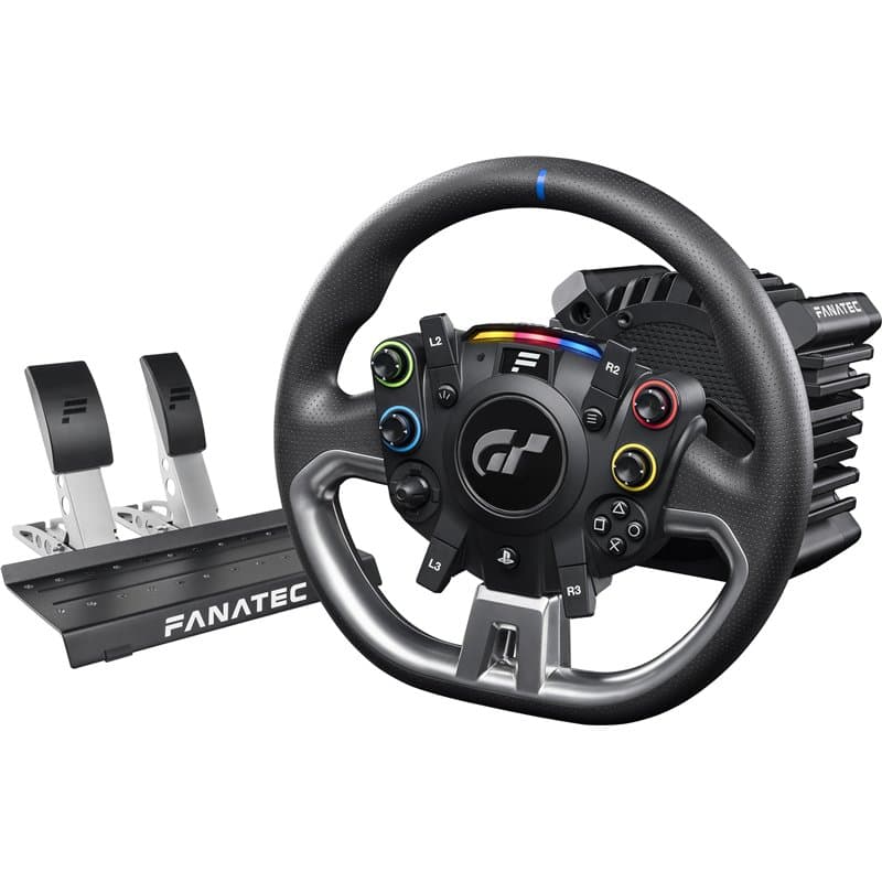 FANATEC Gran Turismo DD Pro PlayStation® Sim Volant de Course sous Licence Officielle, Empattement et Pédales – Volant Polyphony