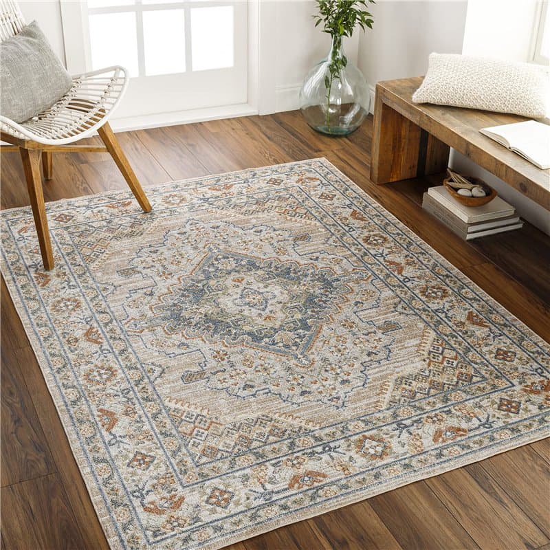 Livabliss Manama Tapis de Salon, Salle à Manger, Chambre, Cuisine - Tapis Lavable en Machine, Poil Court - Vintage Ethnique, Boh