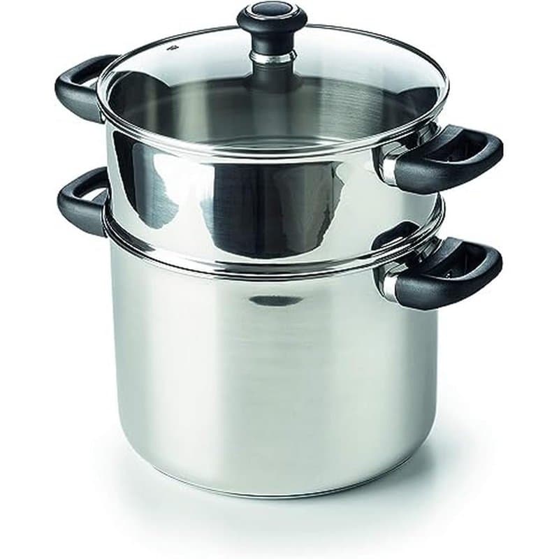 Beka 12030244 Polo Couscoussier + couvercle verre en acier inoxydable 24 cm, Gris