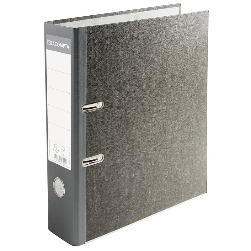 Exacompta - réf. 53709E - Carton de 20 classeurs à levier papier marbré gris - Dos 80 mm - Mécanique 80 mm - Dimensions extérieu