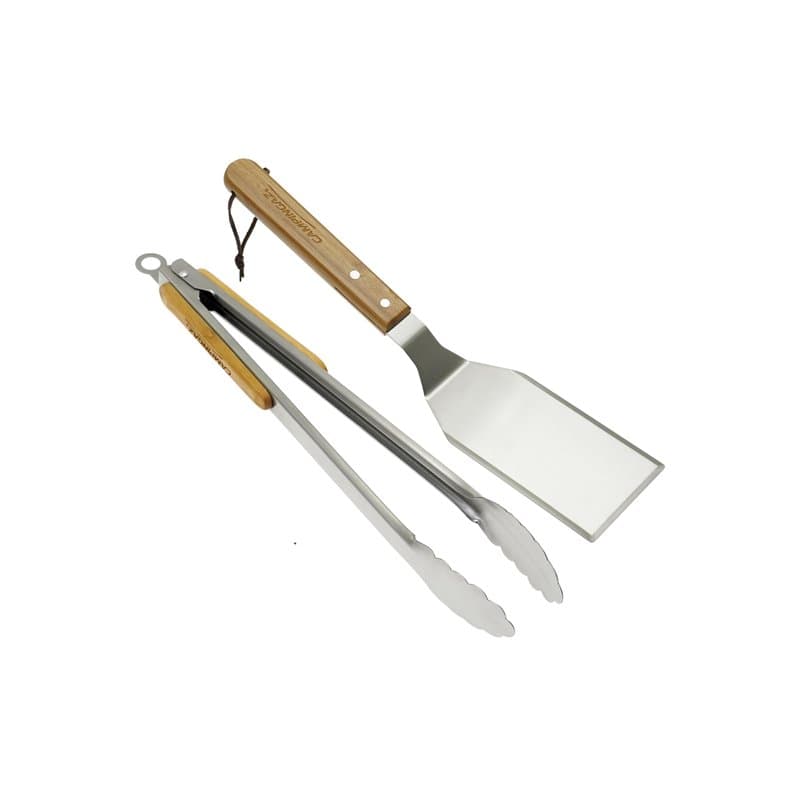 Campingaz Ensemble d'ustensiles de Barbecue avec Pince et spatule | Acier Inoxydable et Bois de Bambou Massif | Idéal pour Les F