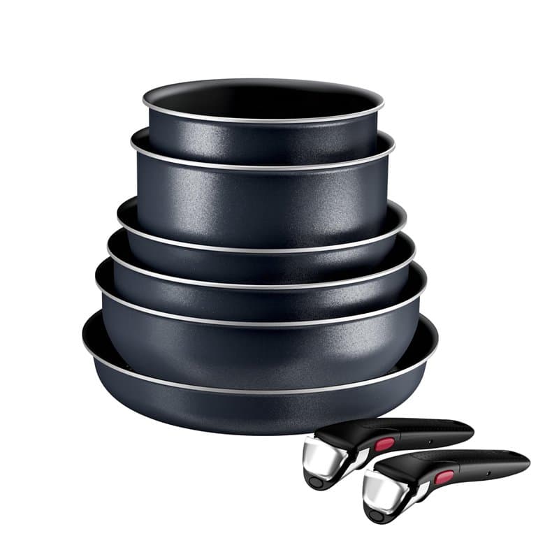 Tefal Ingenio Enjoy, Batterie de cuisine 8pièces, Poêles et casseroles légères, Technologie Light Tech, Poignée amovible, Revête