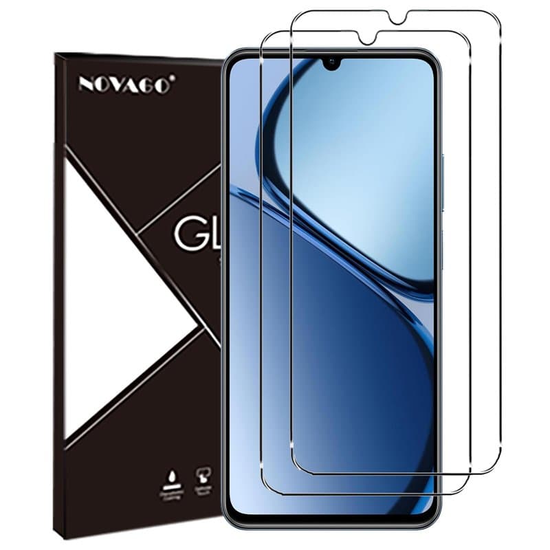 NOVAGO Compatible avec realme C61 4G/realme C63 4G -Pack de 2 Films Protection écran en Verre trempé Solide 9H (Transparent), ne
