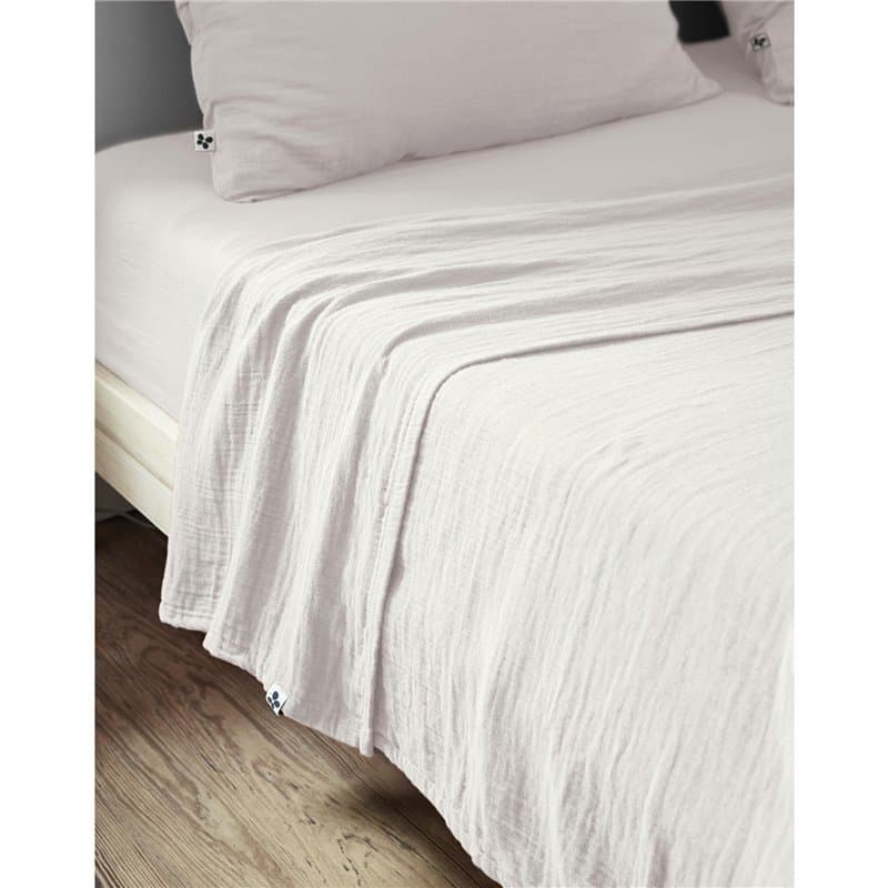Drap Plat 270 x 300 cm Double Gaze de Coton Luxe Gaïa Blanc