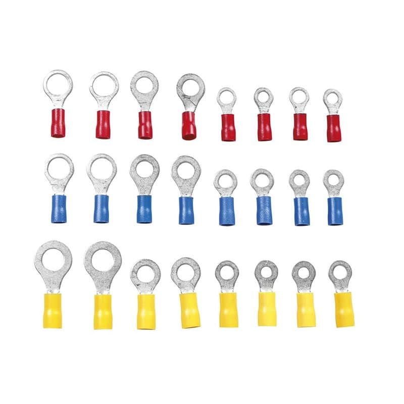OROK - Coffret de 24 cosses électriques pour Voiture - Lot de 24 cosses à œillet - 4 à 8mm - Rouge, Bleu, Jaune - Compatible ave