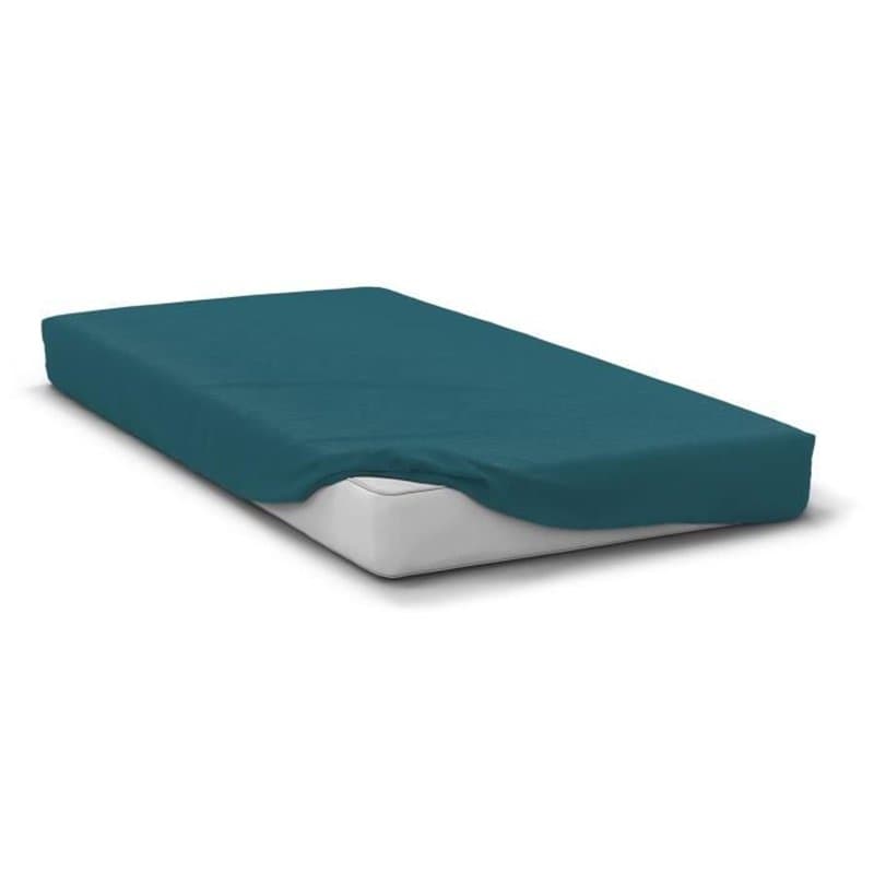 Drap housse - HOME LINGE PASSION - HP72118 - Microfibre 82 g - 160 x 200 cm - Bonnet 30 cm - Bleu canard