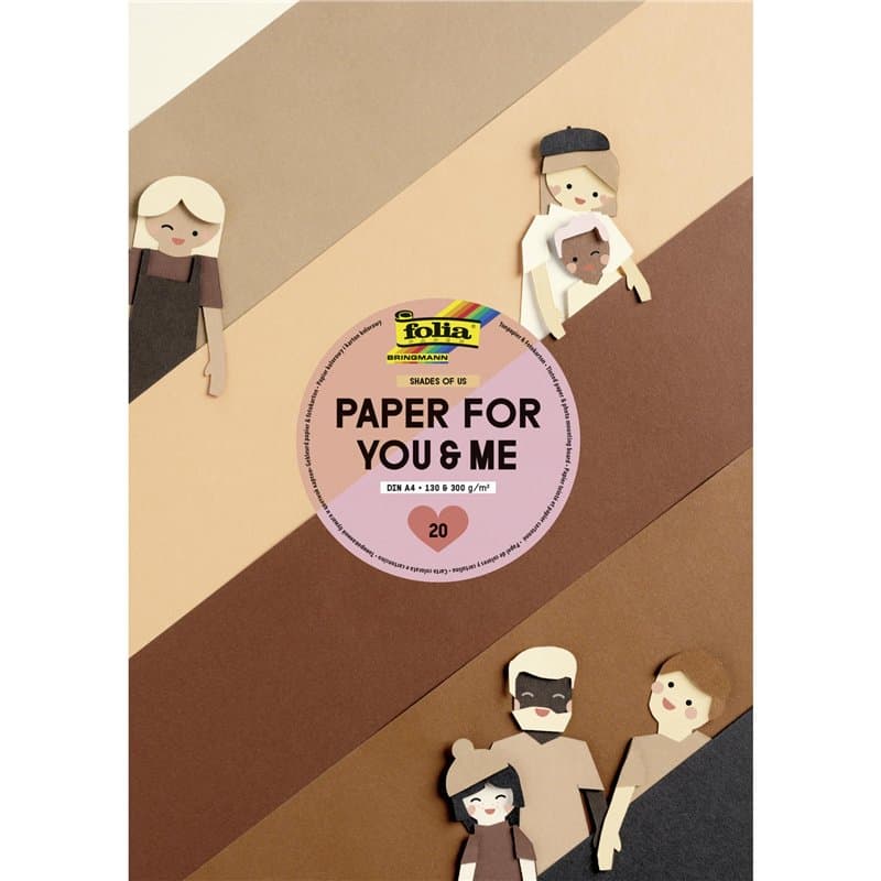 Bloc de Papier Fantaisie Folia Shades of Us A4 - 20 Feuilles Multicolores