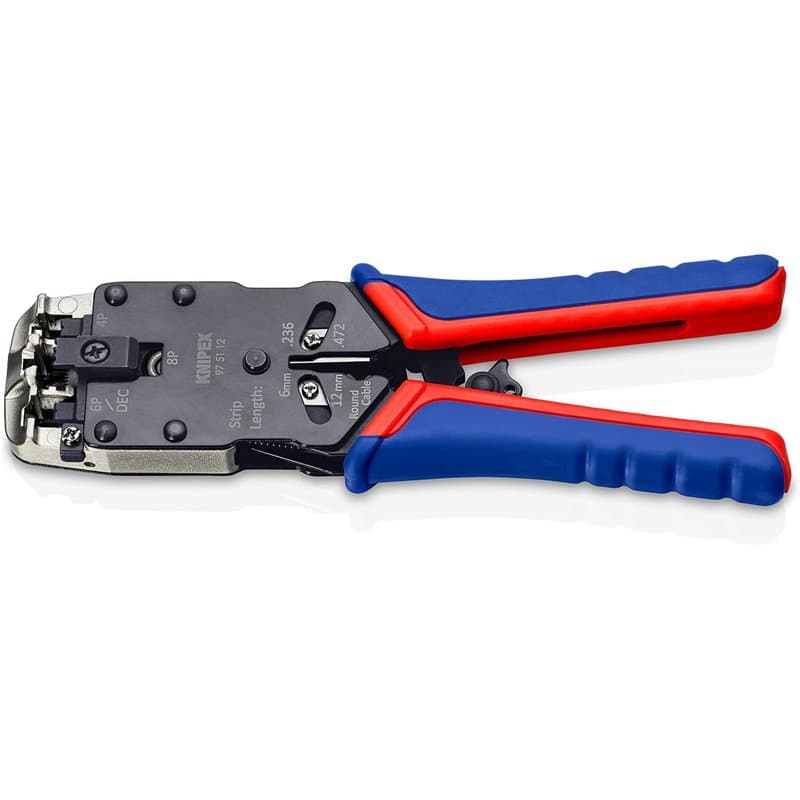 Knipex Pince à sertir pour fiches Western brunie, avec gaines bi-matière 200 mm 97 51 12
