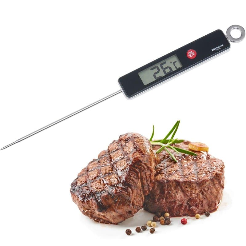 Westmark Thermomètre à Sonde, Plage de Mesure: 0 °C jusqu'à +200 °C/ 32 °F jusqu'à +392 °F, Acier Inoxydable/Plastique, Argenté/