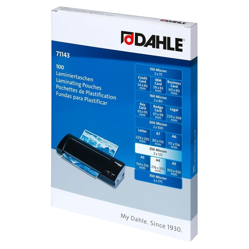 Dahle Bürotechnik plastification Pochette A4 Dahle 71143, 125 microns, 216 x 303 mm, 100 pièces