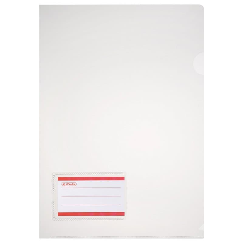 Herlitz 10913804 Lot de 10 pochettes en plastique A4 avec étiquette 0,180 mm (Transparent)