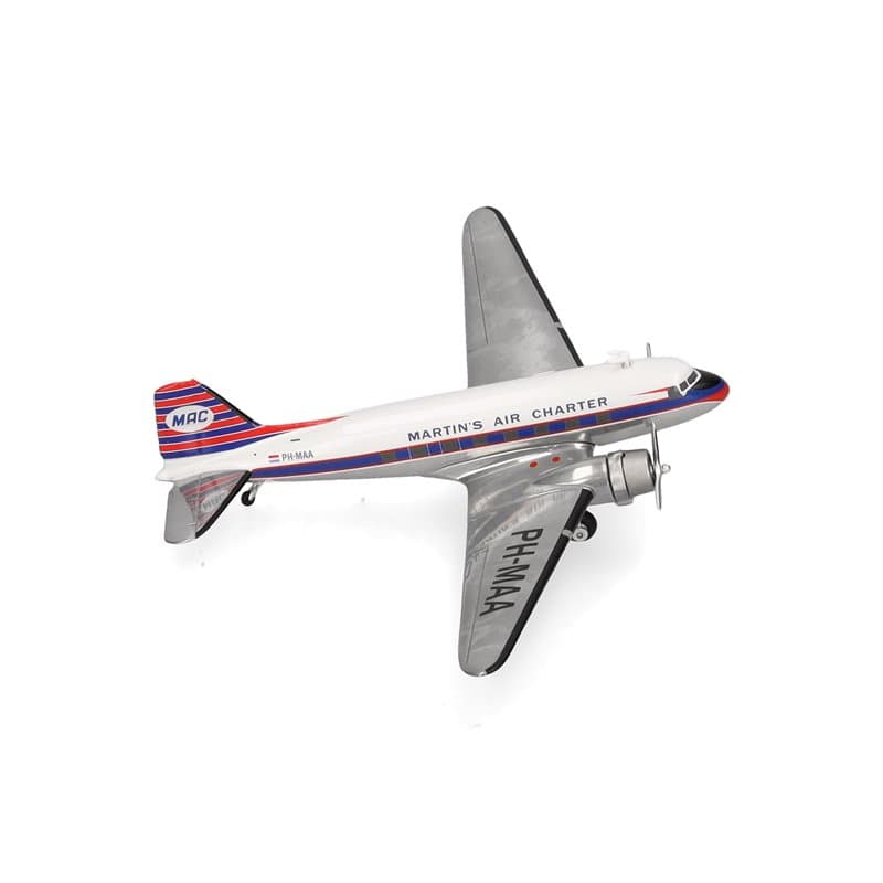 herpa Avion Miniature Martin's Air Charter Douglas DC-3 - PH-MAA, à l’échelle 1:200, Objet de Collection, modèle sans Socle, mét