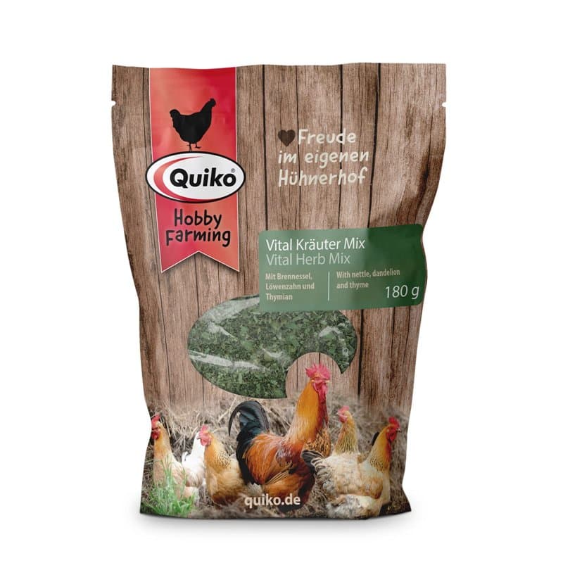 Quiko Hobby Farming Mélange d'herbes Vital 180g - Aliment complémentaire pour Ppoules, cailles & volailles - Mélange d'ortie, de