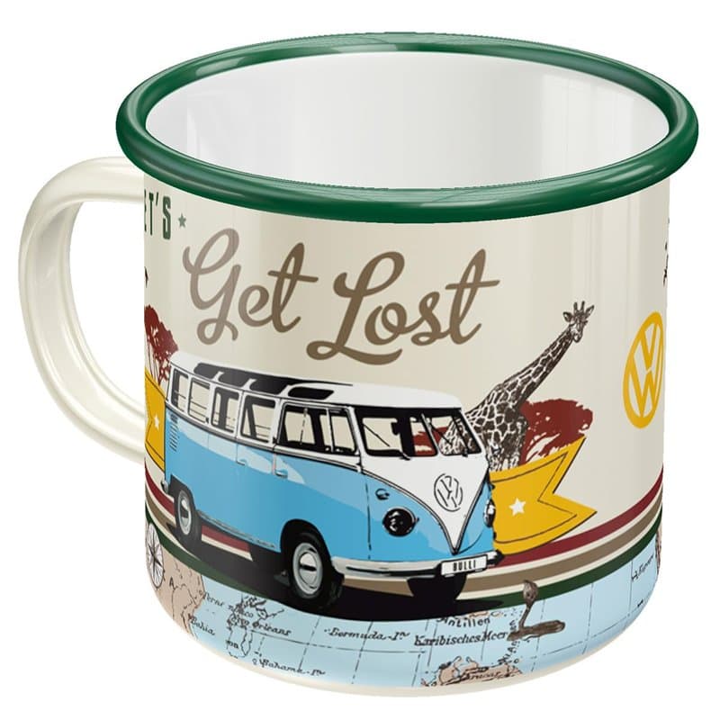 Nostalgic-Art Tasse rétro en émail, Bulli T1 – Let's Get Lost – Idée de cadeau pour le bus VW, Mug de camping, Design vintage, 3