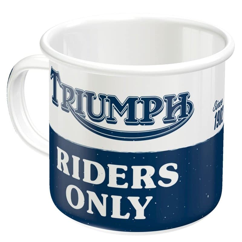 Nostalgic-Art Tasse rétro en émail, Triumph - Riders Only – Idée de cadeau pour fans d'accessoires motos, Mug de camping, Design