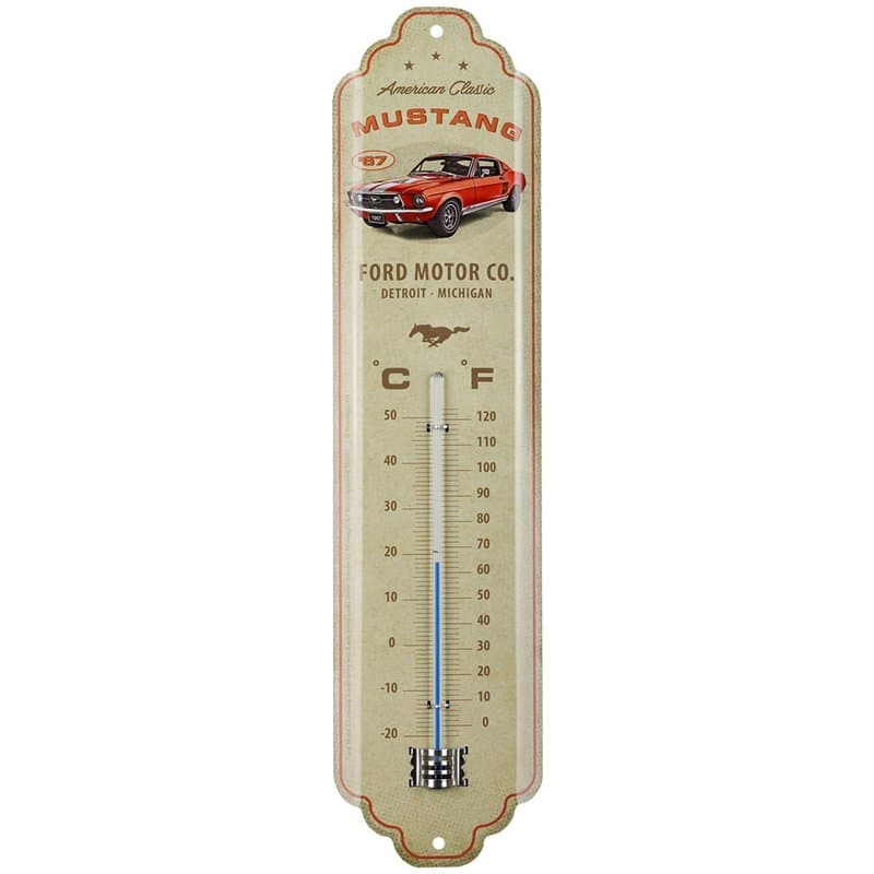 Nostalgic-Art Thermomètre rétro, 7 x 28 cm, Ford Mustang – GT 1967 Red – Idée de cadeau pour fans de Ford, en métal, design vint