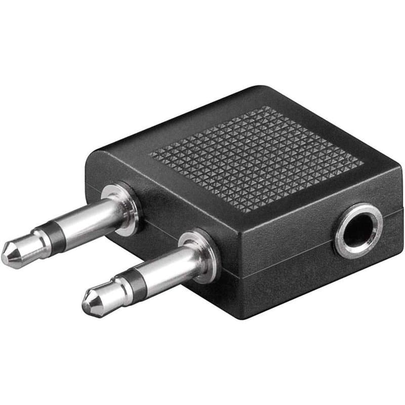 Goobay 61004 Adaptateur de casque AUX pour les voyages/l’avion ; prise Jack 3 5 mm femelle - 2 connecteurs Jack 3 5 mm (2 broche