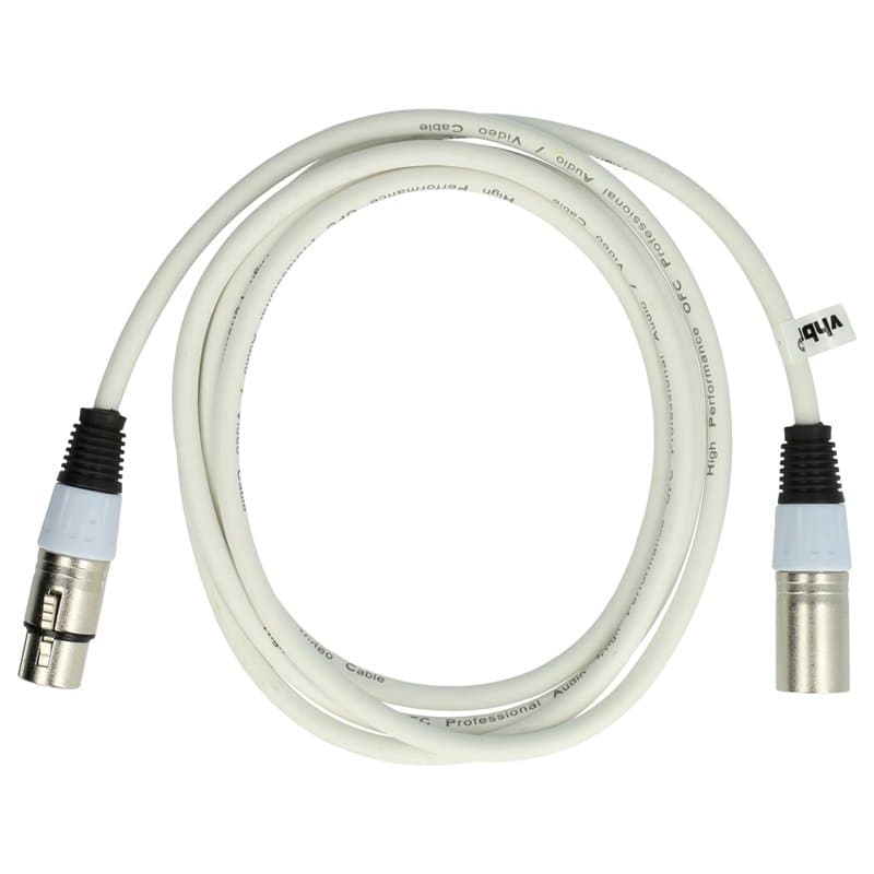 vhbw Câble lumière DMX prise XLR mâle et femelle compatible avec éclairage scénique, projecteurs - 3 broches, câble PVC, blanc,