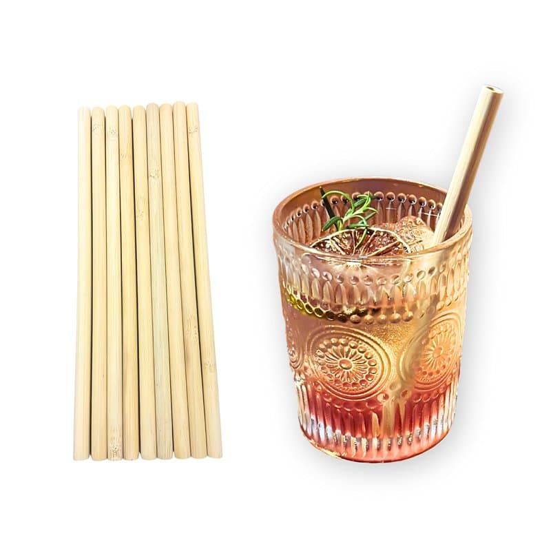 Lot de 400 pailles jetables en bambou pour jeunes pailles durables de 15 cm de longueur et 8 mm de diamètre, naturellement neutr