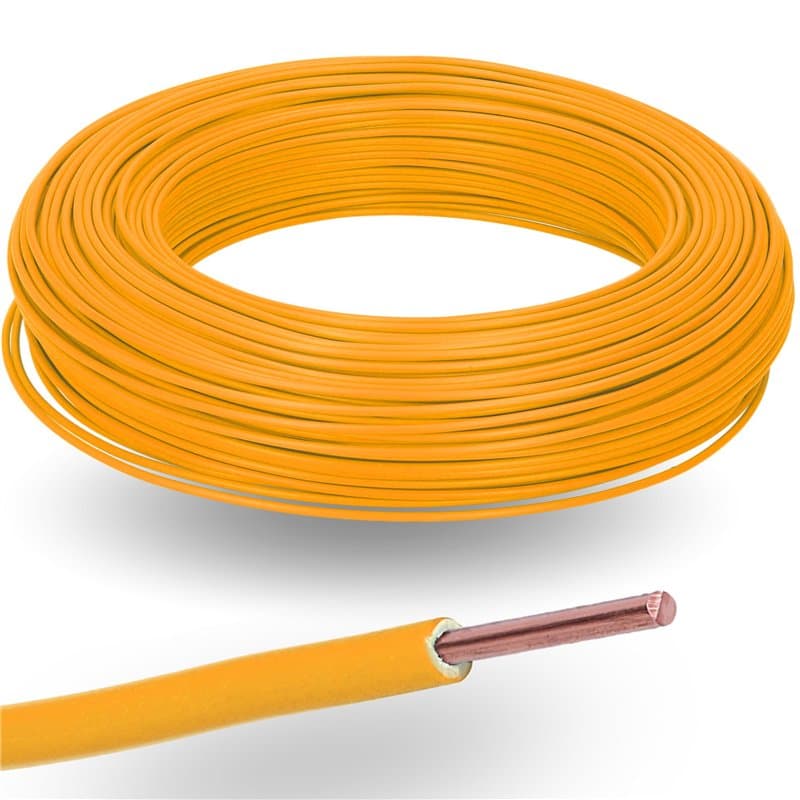 Kalitec H07V-U 1 x 1,5 mm² orange I Fil simple en PVC ignifuge 1,5 mm² toron rigide en cuivre I 450/750 V I Câble de câblage mon