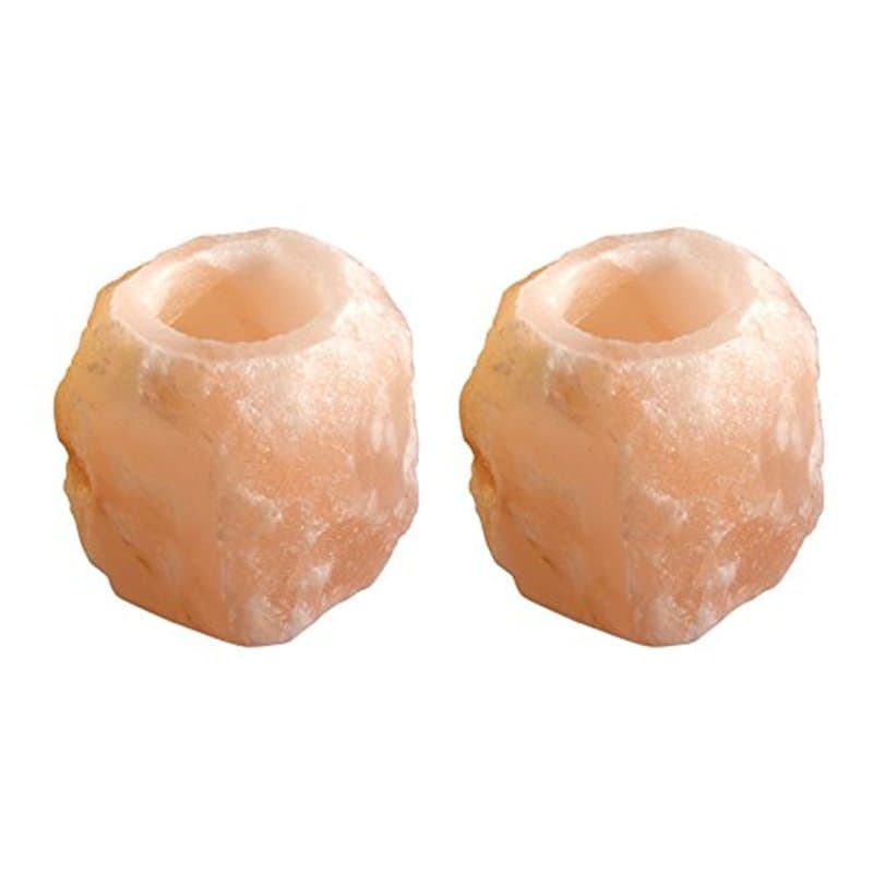 'Lot de 2 : bougeoir "Rock Small je 600–800 g handgeschlagen en cristal du pied de sel de l'Himalaya