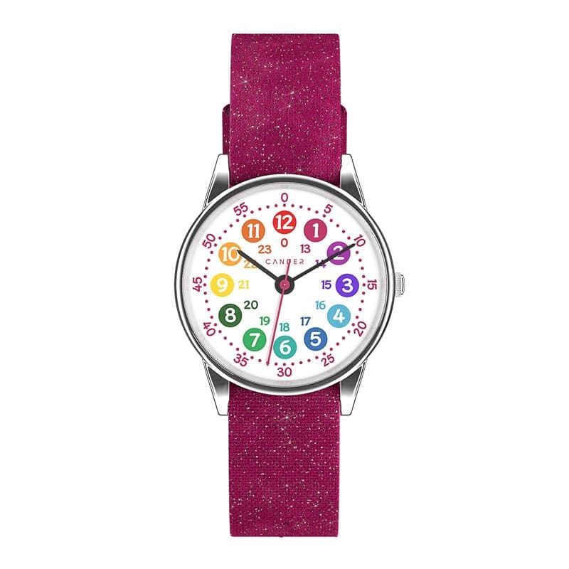 Cander Berlin MNA 1730 M Montre d'apprentissage étanche pour enfant Rose pailleté, Rose, bracelet