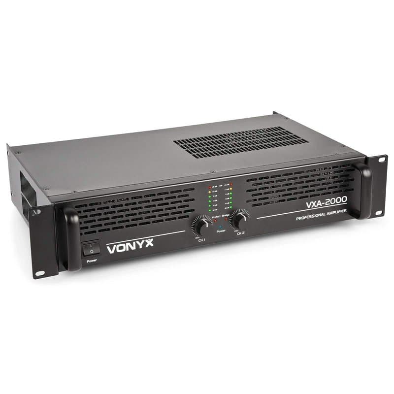 Vonyx VXA-2000 - Amplificateur Professionnel, 2x 1000 Watts, Connexion en Pont, Amplificateur Stéréo Haute Qualité, Idéal DJ et