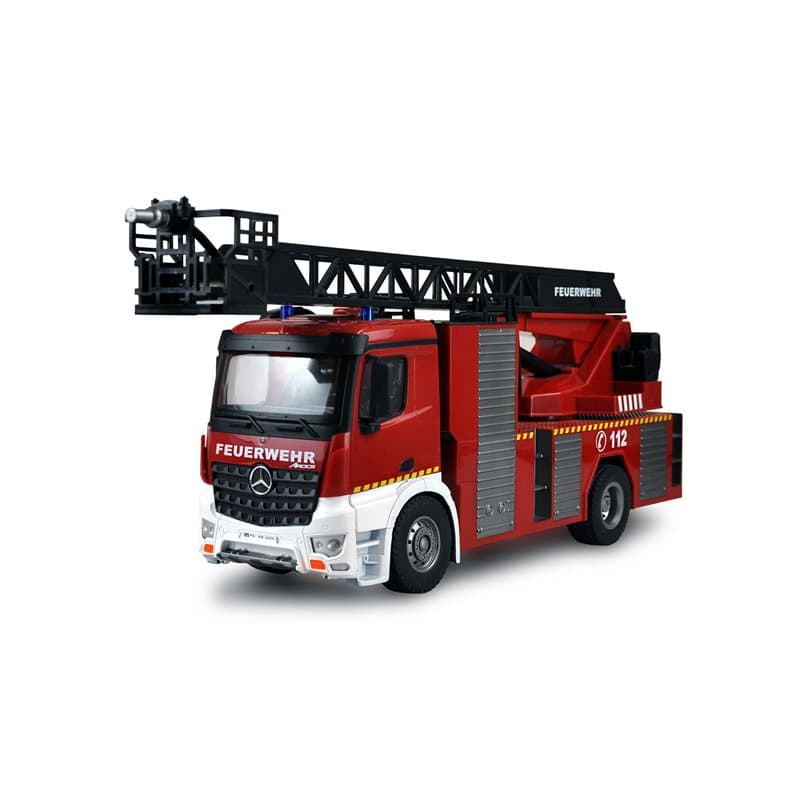 Amewi Mercedes-Benz 22502 Véhicule de Pompier à échelle pivotante 1:18 RTR, véhicule sous Licence Rouge/Blanc