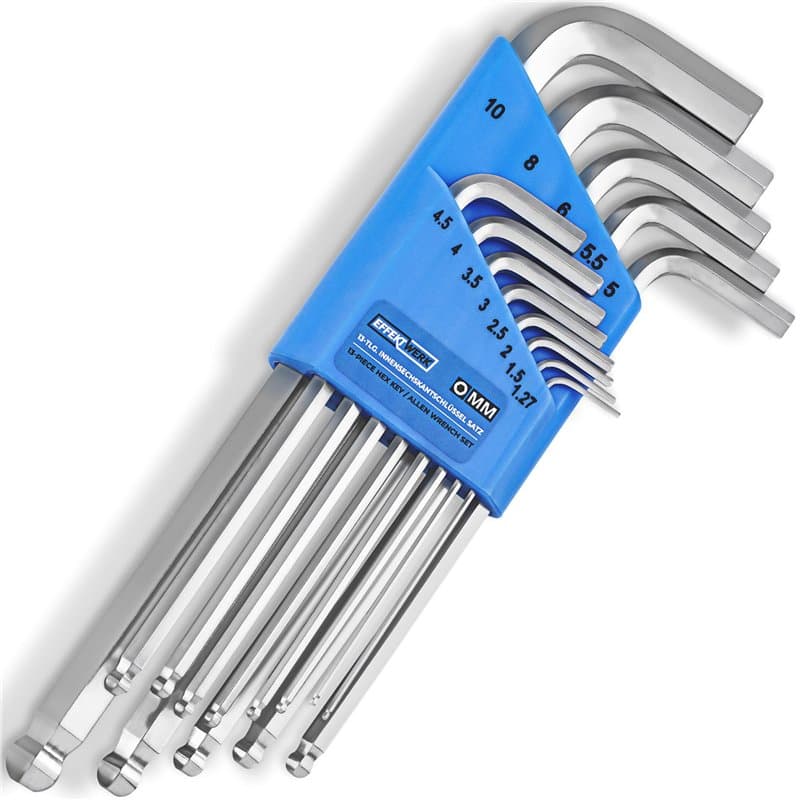 Effektwerk - Jeu de clés Hex 13-Piece - 1,27-10 mm - Set Hex d'extrémité de boule de bras long avec pliage manipulé pour vélos -