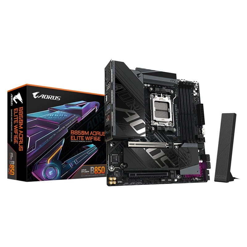 GIGABYTE B850M AORUS Elite WIFI6E Carte mère - Processeurs AMD Ryzen série 9000, VRM numérique 12+2+2 Phases, jusqu'à 8200 MHz D