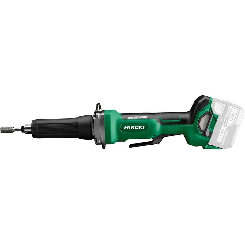 HiKOKI Meuleuse droite sans fil avec interrupteur à pagaie GP18DB (18 V, moteur brushless, pince de serrage Ø : 6 mm, diamètre d