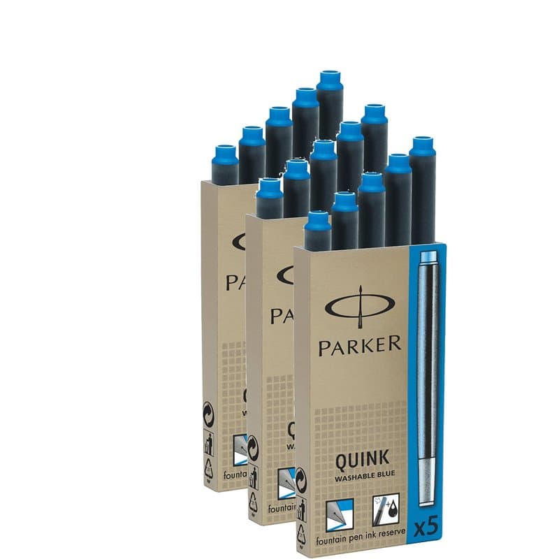 Parker Z44 Pack de 5 cartouches d'encre Noir, 15 Patronen, bleu, 5