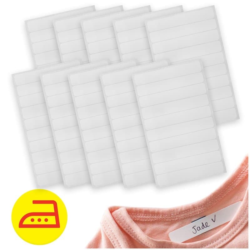 Avery - 100 Pièces Etiquette Vetement Enfant Vierge Thermocollantes Inscriptibles Blanche 0,9 x 5,2 cm - Lavables Jusqu'à 60°C,