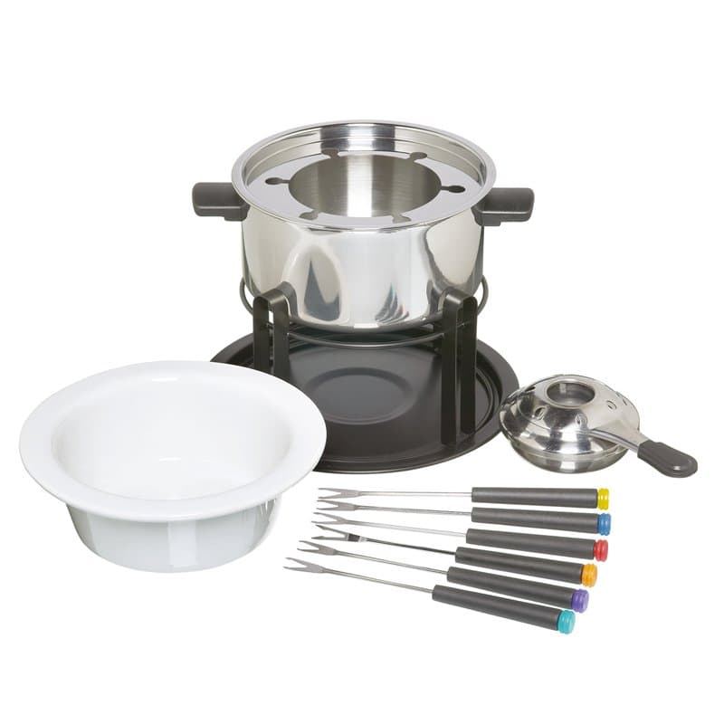 KitchenCraft Service à fondue avec 6 fourchettes Bols en céramique et acier inoxydable