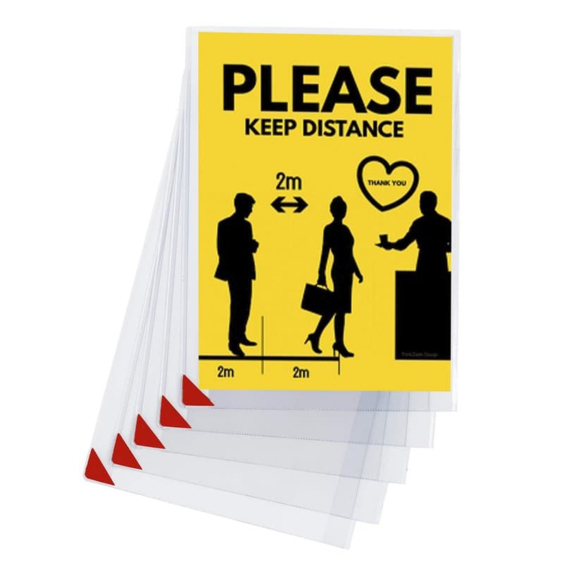 Tarifold FR 194779- Pack 5 Pochettes plastique A4 Adhésive Autocollante d’Affichage, affiche cadre repositionnable, Kang easy cl