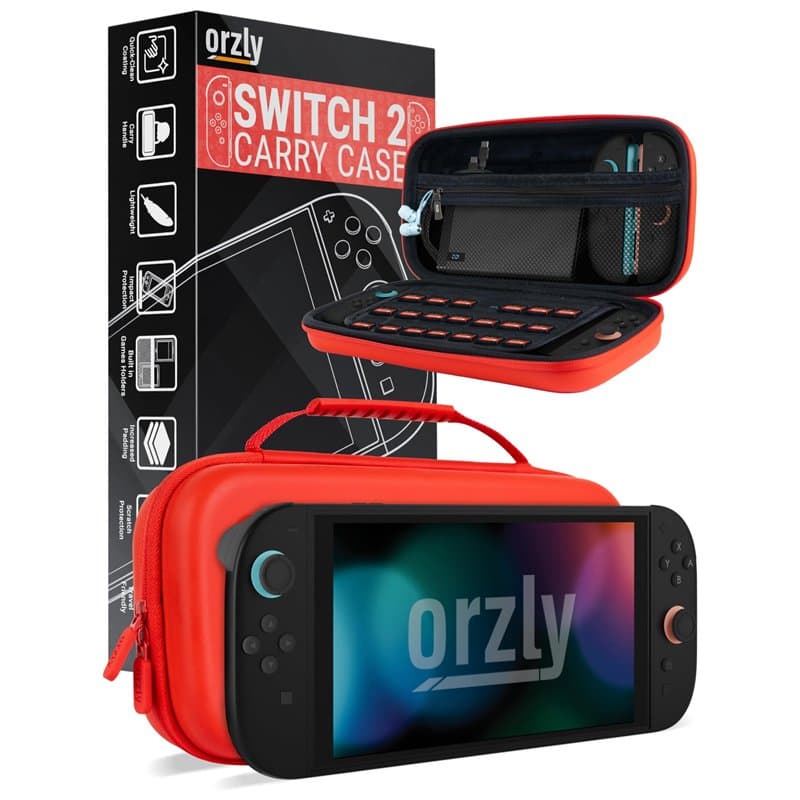 Orzly Étui de Transport pour Console Nintendo Switch 2 (2025), étui Rigide avec Rangement Intelligent pour Accessoires et 20 Poc